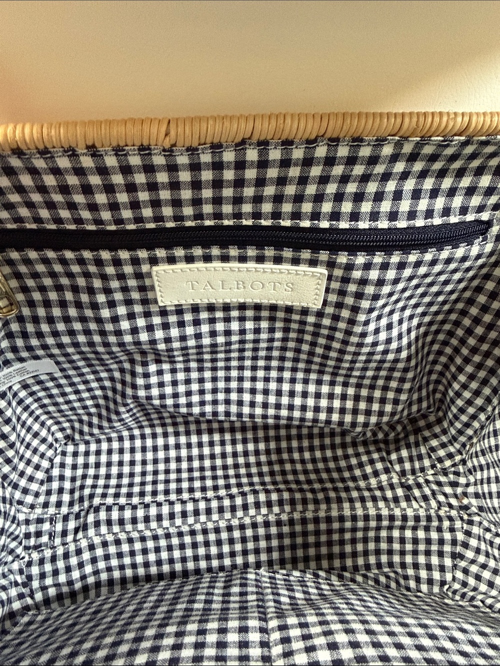 Talbots Natural Woven Satchel with White Leather Flap - Picture 3 of 16